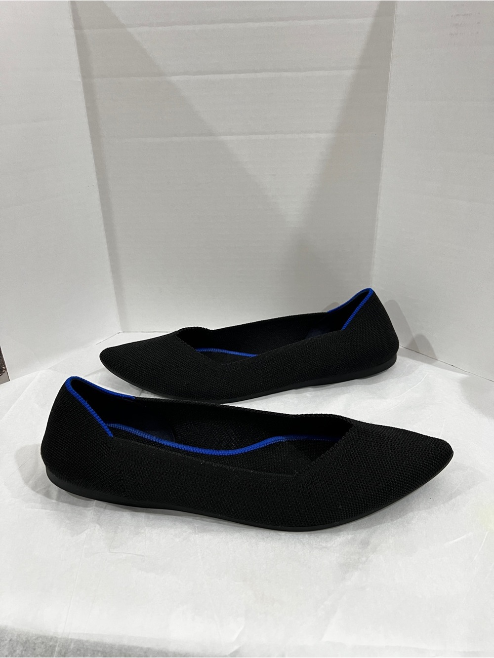Rothy's The Point Black Flat Shoes Size 10 Knit Lightweight Comfy Stretchy